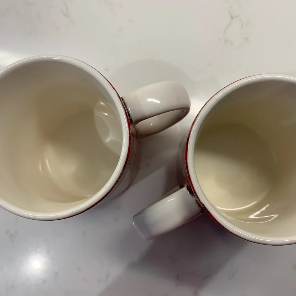 2 Pottery Barn Red Tartan Mugs